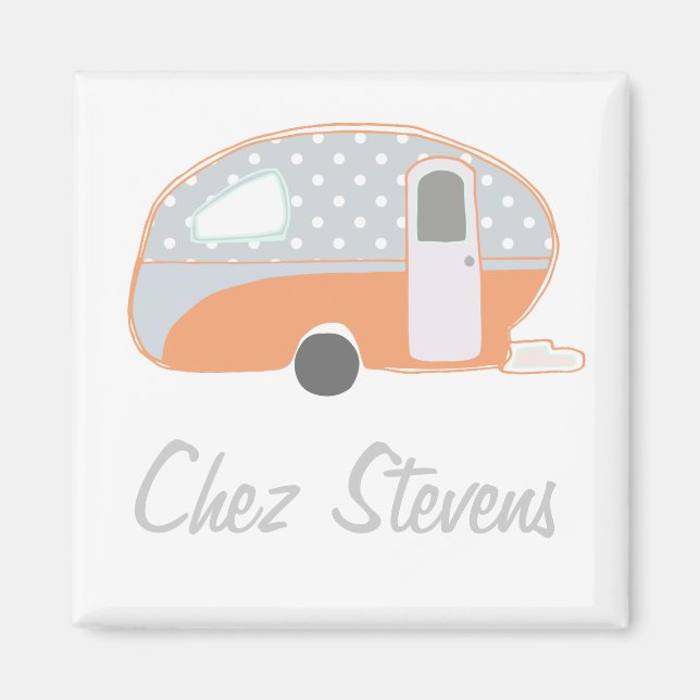 Personalized Retro Vintage Caravan Design Magnets (Front)
