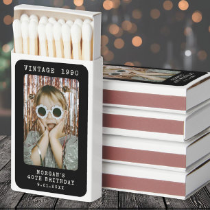 Personalized Retro Vintage Photo Birthday Matchboxes