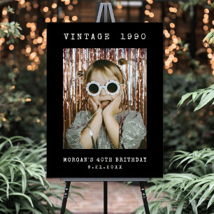 Personalized Retro Vintage Photo Birthday Party Foam Board