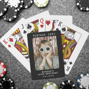Personalized Retro Vintage Photo Birthday Poker Cards