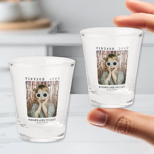 Personalized Retro Vintage Photo Birthday Shot Glass