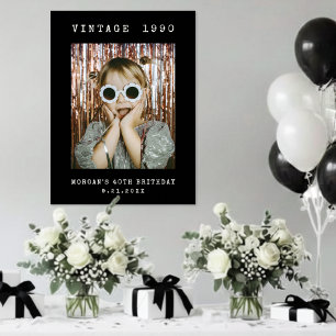 Personalized Retro Vintage Photo Birthday Sign