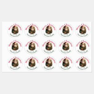 Personalized Retro Vintage Santa Christmas Wishes Labels