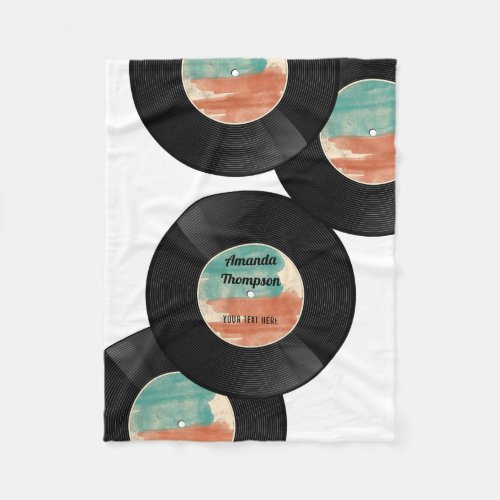 Personalized Retro Vinyl Record Music Album Fleece Blanket