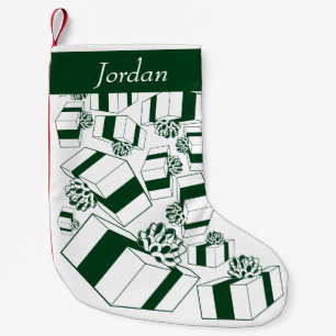Personalized Retro White Green Gifts  Small Christmas Stocking