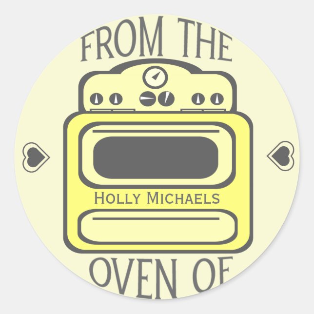 Personalized Retro Yellow Oven Sticker (Front)
