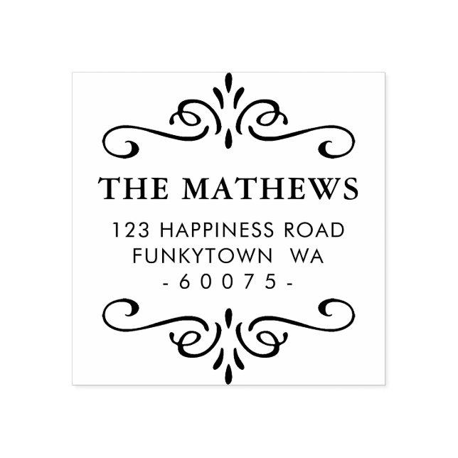 PERSONALIZED RETURN ADDRESS art deco detail Rubber Stamp (Imprint)