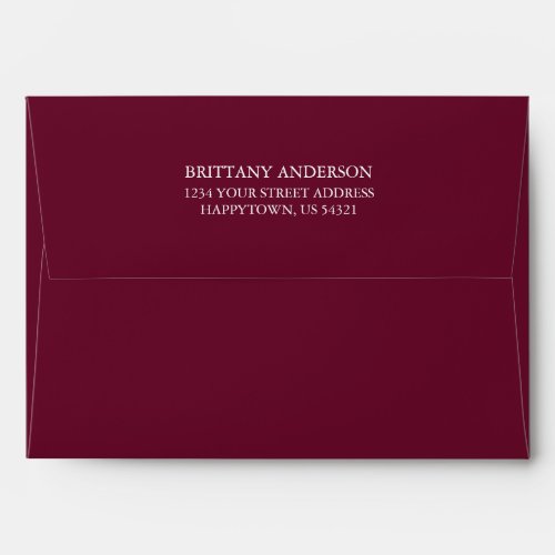 Personalized Return Address Burgundy Invitation Envelope