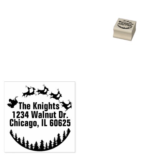 Personalized Return Address Christmas  Rubber Stamp