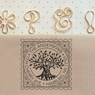 Personalized Return Address Custom Oak Tree Family Rubber Stamp