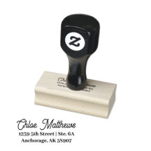 Personalized Return Address Elegant Script Wood