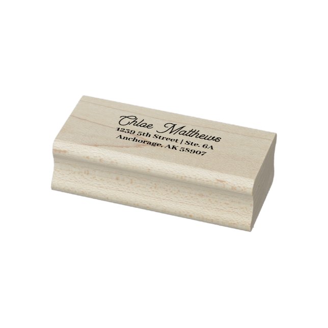 Personalized Return Address Elegant Script Wood  Rubber Stamp (Stamp)