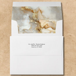 Personalized Return Address Gold Gray Marble Envelope