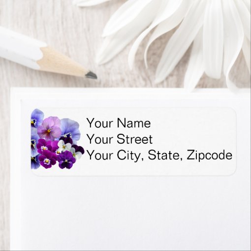Personalized Return Address Labels with Pansies Zazzle