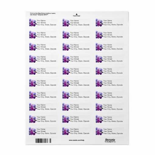Personalized Return Address Labels with Pansies Zazzle