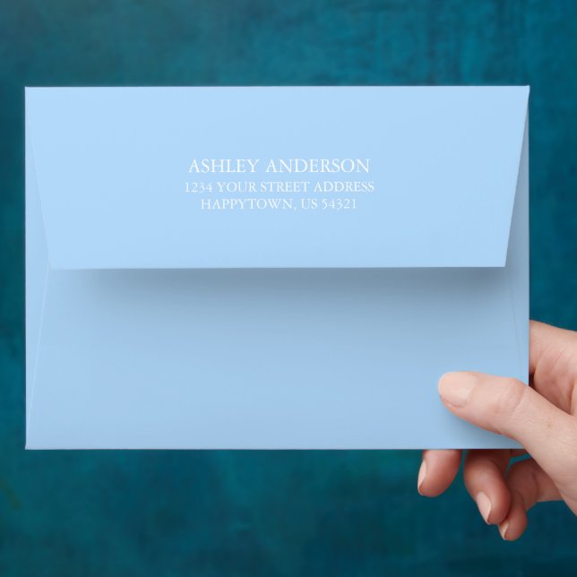 Personalized Return Address Light Blue Invitation Envelope (Hand)