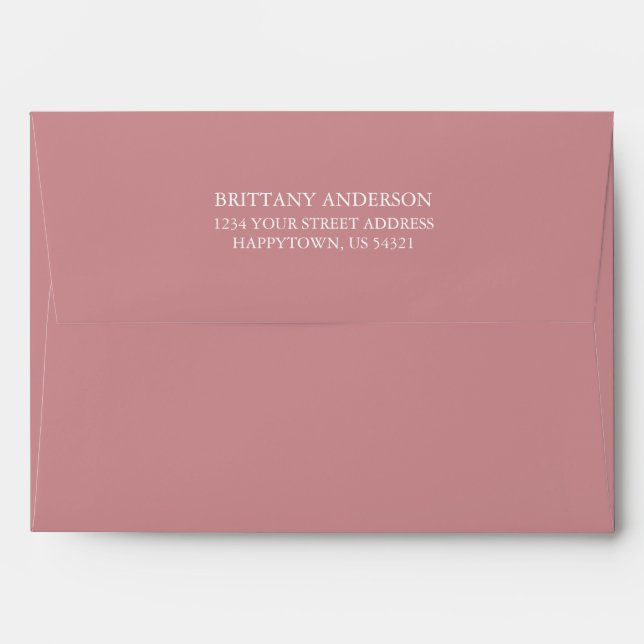 Personalized Return Address Rose Gold Invitation Envelope (Back (Top Flap))