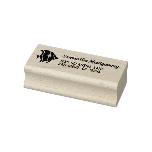 Personalized Return Address with Angelfish Rubber Stamp