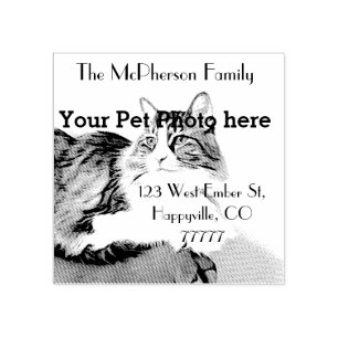 Personalized return address, your pet photo rubber stamp