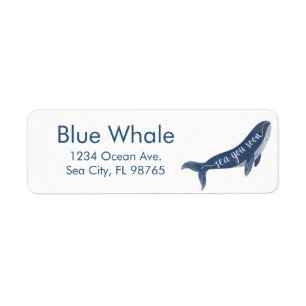 Personalized Return Label Blue Whale Ocean Sea