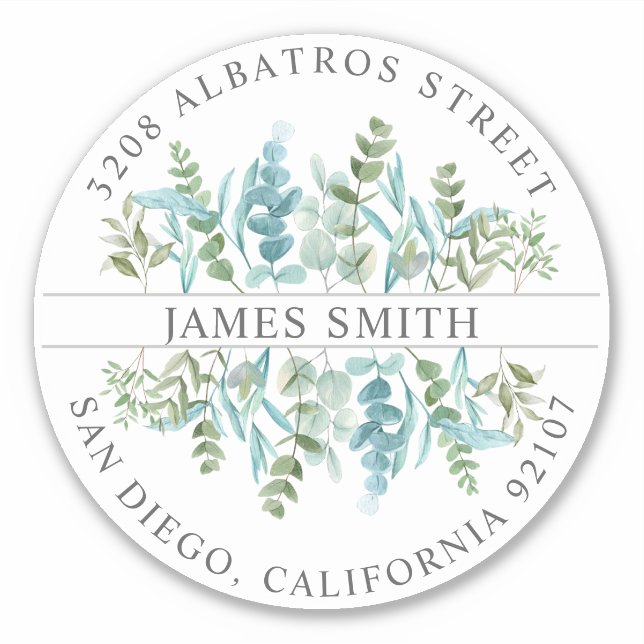 Personalized ReturnAddress I Eucalyptus Sticker (Front)