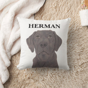 Personalized Reversible Chocolate Labrador Throw Pillow