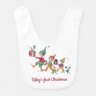 Personalized Reversible Christmas Holiday Baby Bib