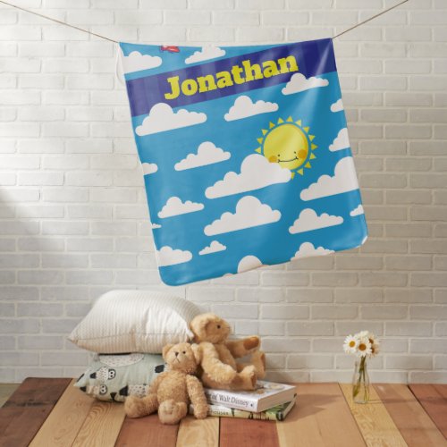 Personalized Reversible Cute Sun  Moon Baby Blanket