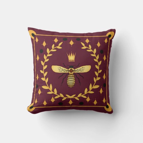 Personalized reversible Queen Bee Throw Pillow