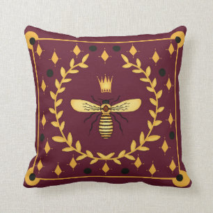 Personalized reversible Queen Bee Throw Pillow