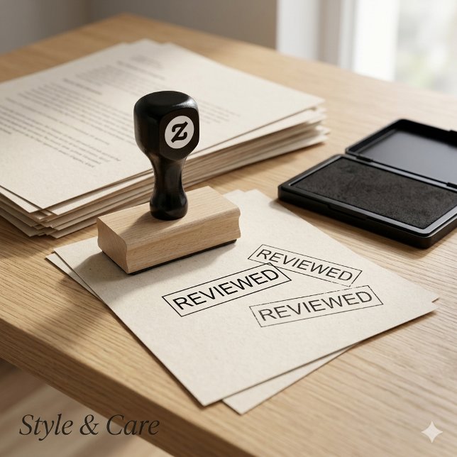 Personalized REVIEWED Text Wood Art Rubber Stamp (Personalized REVIEWED Text Wood Art Rubber Stamp)