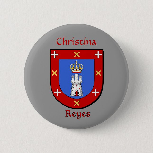 Personalized Reyes Historical Shield Pinback Button (Front)