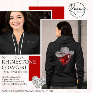 Personalized Rhinestone Cowgirl Hat & Heart Hoodie