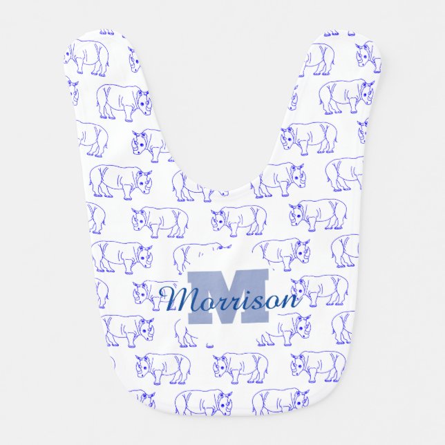 Personalized Rhino Baby Bib (Front)