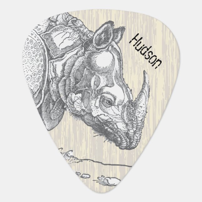 Personalized Rhinoceros Guitar Pick (Front)