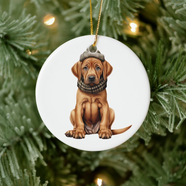 Personalized Rhodesian Ridgeback Dog Ceramic Ornament (Tree)