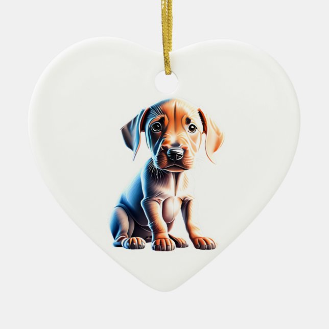 Personalized Rhodesian Ridgeback Puppy Ceramic Ornament (Front)