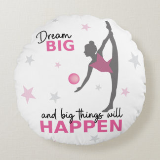 Personalized Rhythmic Gymnast Dream Big Round Pill Pillow