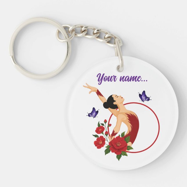 Personalized Rhythmic Gymnastics  Keychain (Front)
