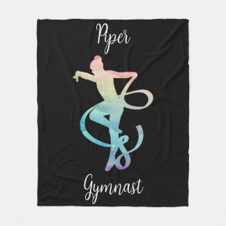 Personalized Rhythmic Gymnastics Rainbow Gymnast Fleece Blanket