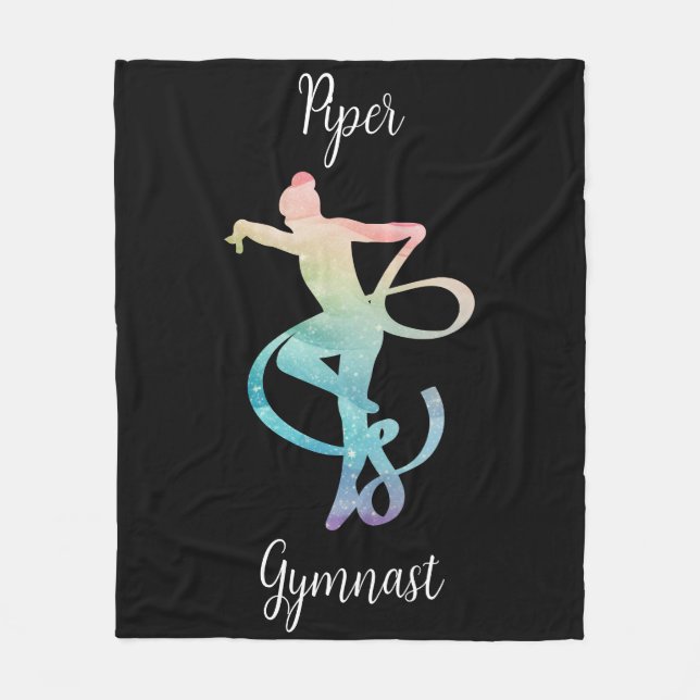 Personalized Rhythmic Gymnastics Rainbow Gymnast Fleece Blanket (Front)
