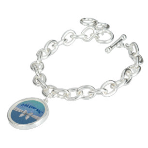 Personalized ribbon on the light blue glitter bracelet