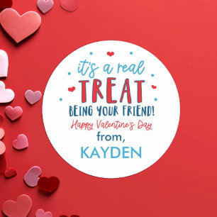 Personalized Rice Treat Valentine Day Treat   Classic Round Sticker