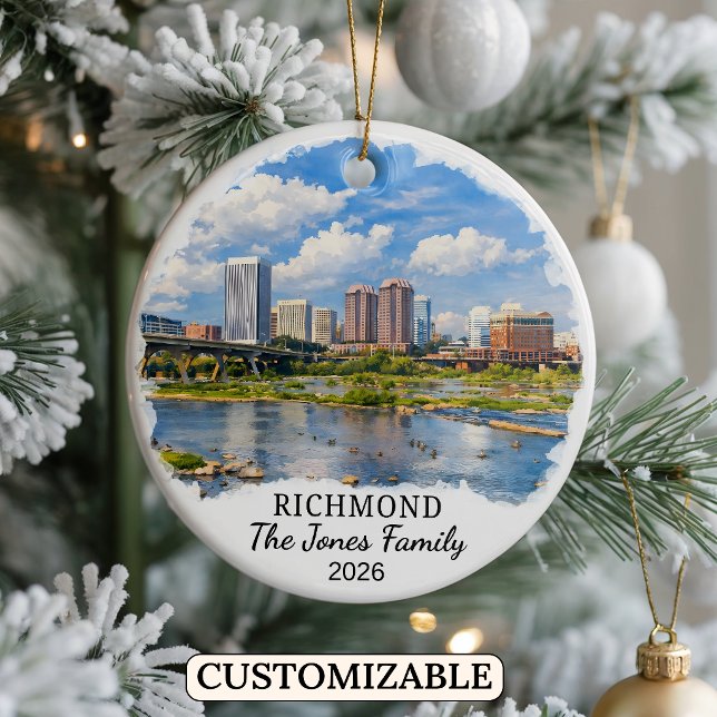 Personalized Richmond Ornament, Custom Virginia Ceramic Ornament (Creator Uploaded)