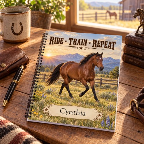 Personalized Ride Train Repeat Bay Quarter Horse Notebook