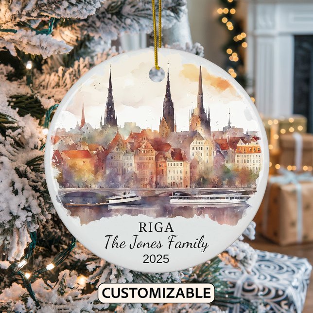 Personalized Riga Ornament, Latvia Gift Ceramic Ornament (Creator Uploaded)