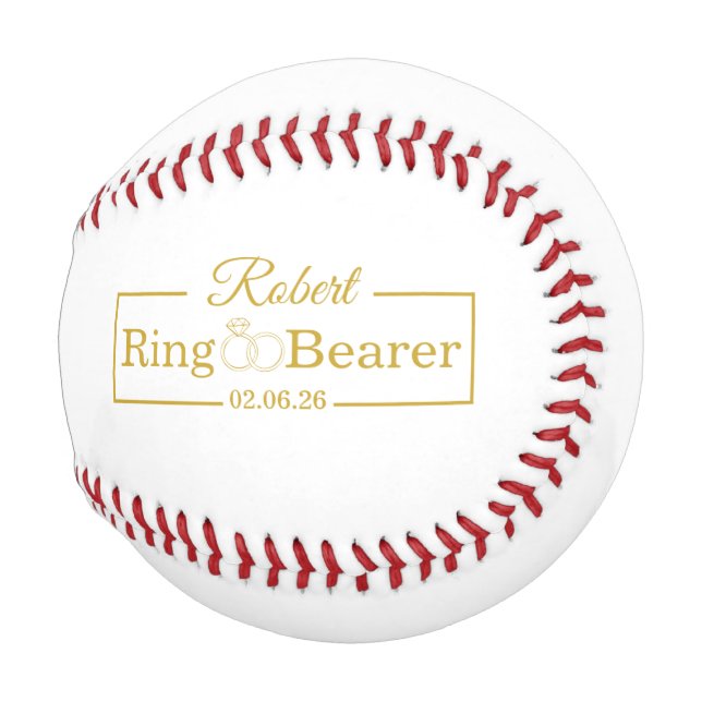 Personalized Ring Bearer Baseball Gift for Groomsm (Front Right)