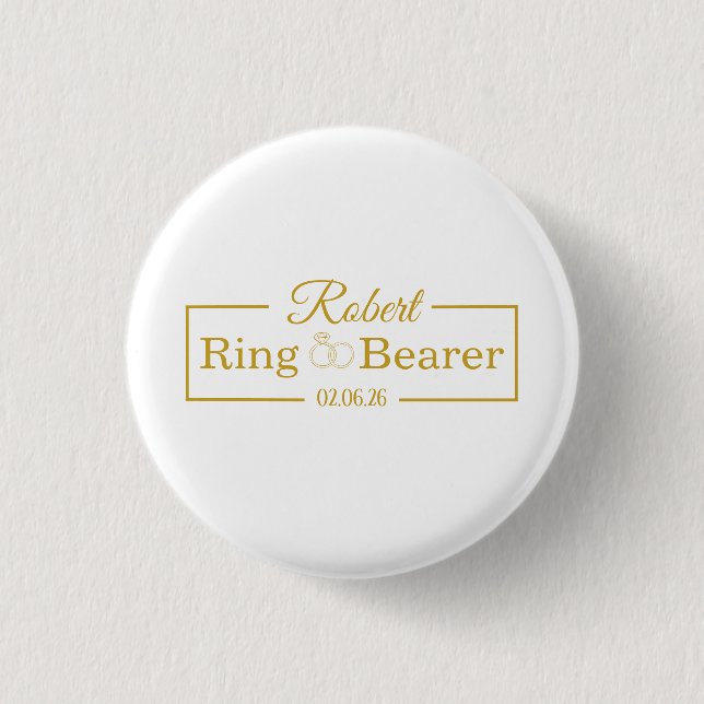 Personalized Ring Bearer Baseball Gift for Groomsm Button (Front)