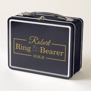 Personalized Ring Bearer Baseball Gift for Groomsm Metal Lunch Box