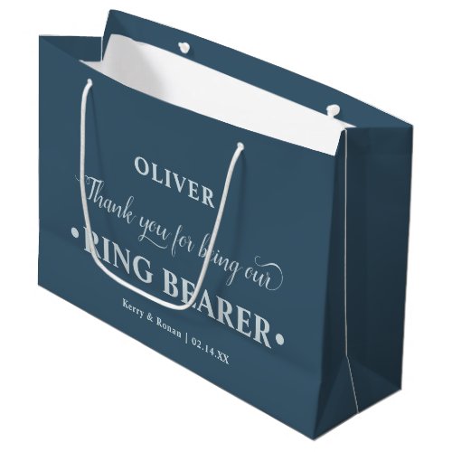 Personalized Ring Bearer Blue Thank You Large Gift Bag